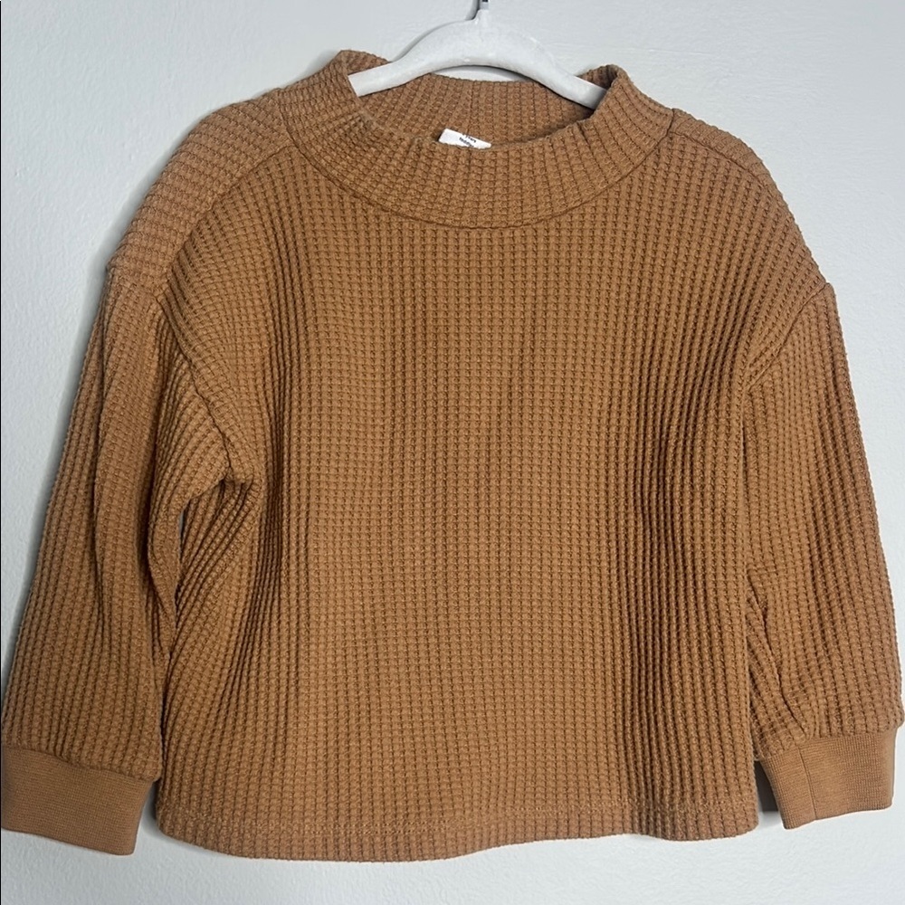 Baby Gap 2T Girls Cozy Tan Waffle Knit Sweater